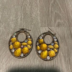 Vintage yellow stone earrings #30
